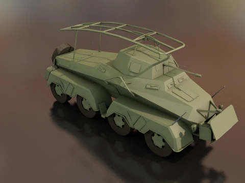 SDKFZ 232 8 RAD Heavy Armoured Vehicle 3D Model