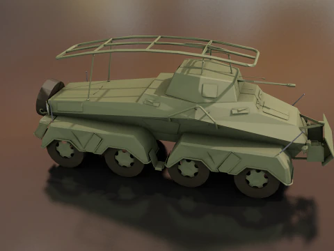 SDKFZ 232 8 RAD Heavy Armoured Vehicle 3D Model