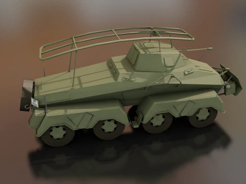 SDKFZ 232 8 RAD Heavy Armoured Vehicle 3D Model