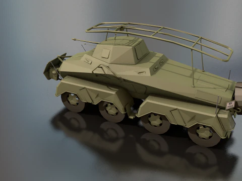 SDKFZ 232 8 RAD Heavy Armoured Vehicle 3D Model
