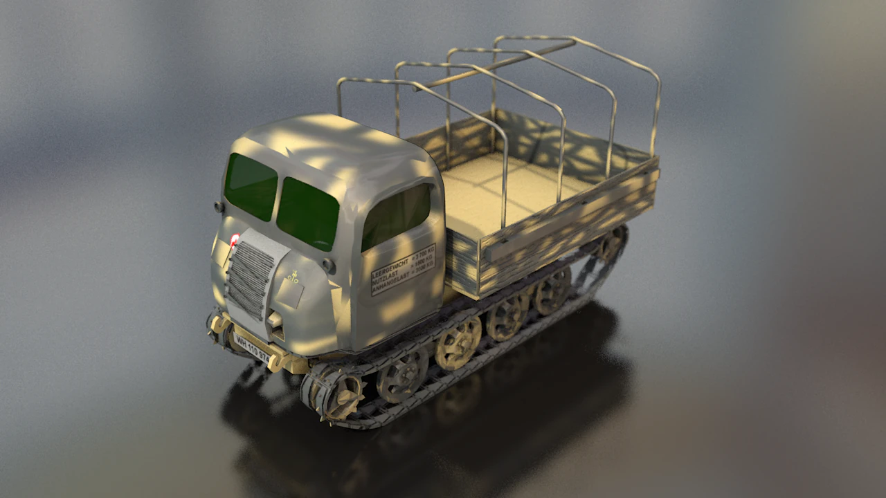 Steyr Military Tractor 3D Model .c4d .max .obj .3ds .fbx .stl .blend 