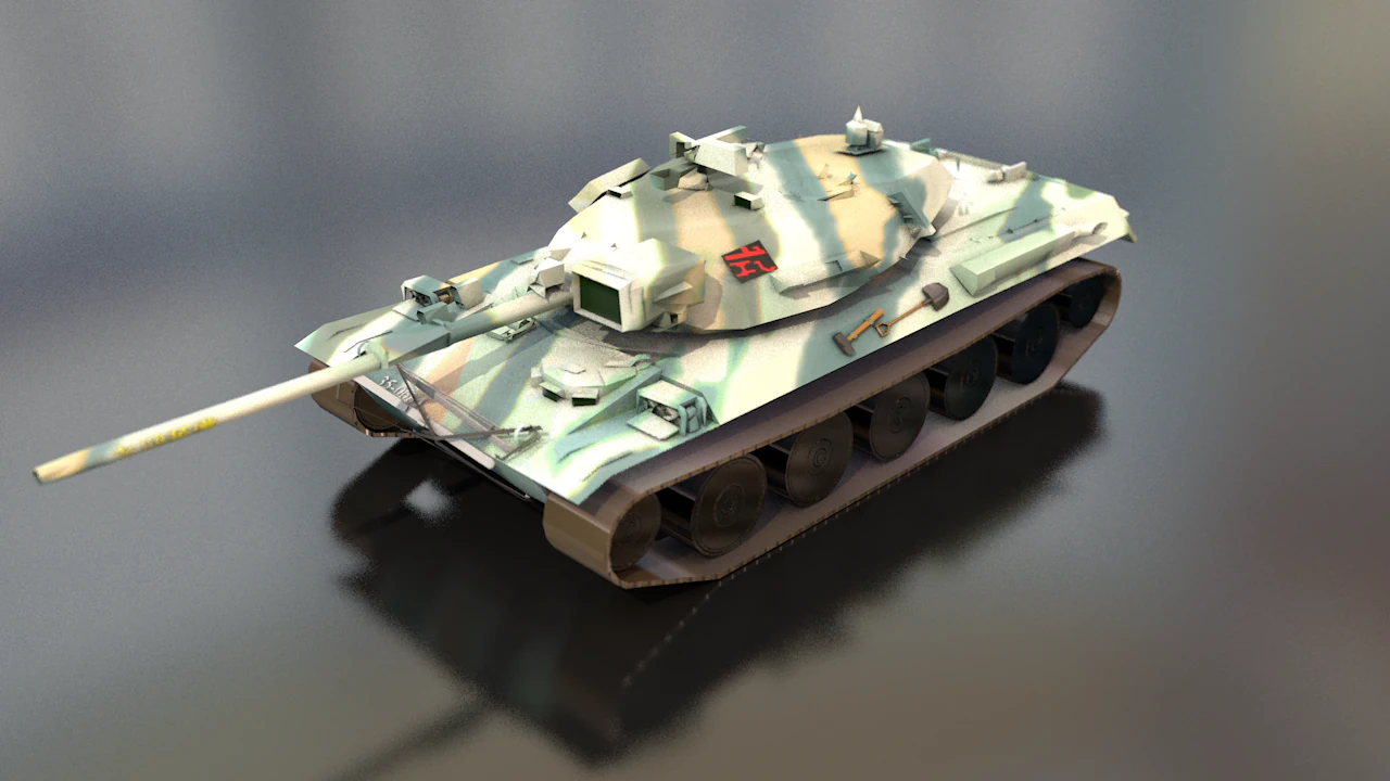 Type 74 Main Battle Tank 3D Model .c4d .max .obj .3ds .fbx .stl .blend 