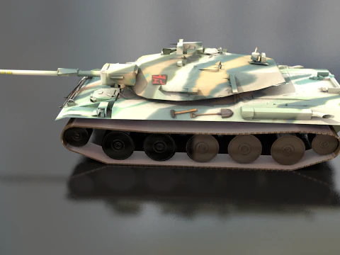 Type 74 Main Battle Tank 3D Model