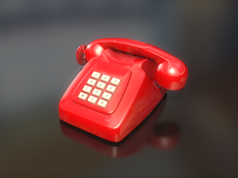 Retro Vintage Red Corded Phone 3D Model