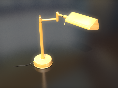 Golden Office Table Lamp Lowpoly 3D Model