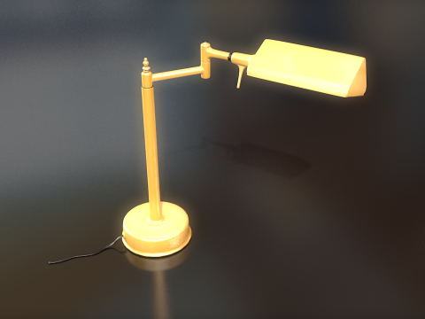 Golden Office Table Lamp Lowpoly 3D Model
