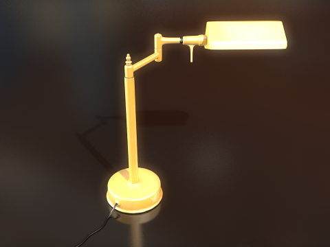 Golden Office Table Lamp Lowpoly 3D Model