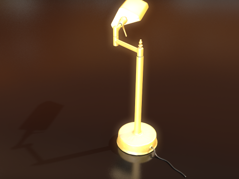 Golden Office Table Lamp Lowpoly 3D Model