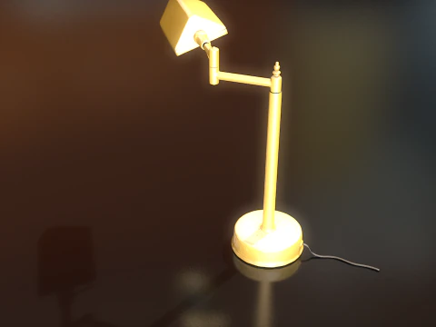 Golden Office Table Lamp Lowpoly 3D Model