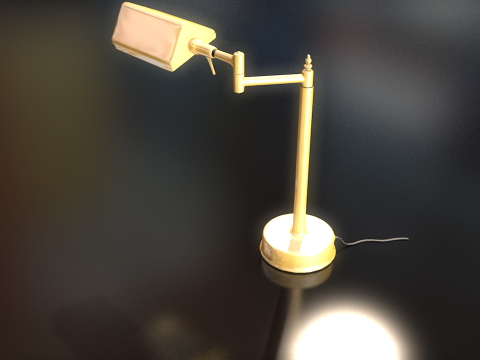 Golden Office Table Lamp Lowpoly 3D Model
