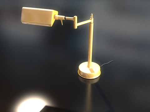 Golden Office Table Lamp Lowpoly 3D Model