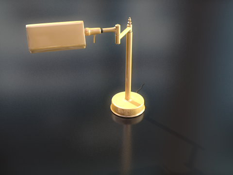 Golden Office Table Lamp Lowpoly 3D Model