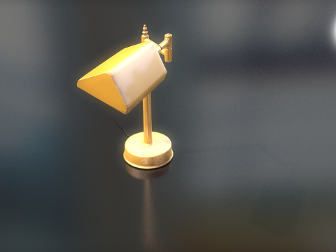 Golden Office Table Lamp Lowpoly 3D Model