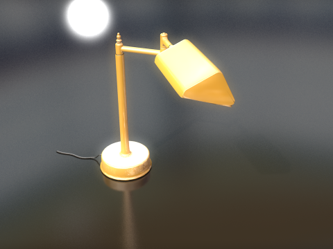 Golden Office Table Lamp Lowpoly 3D Model