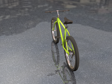 一般的な黄色のマウンテン バイク 3Dモデル