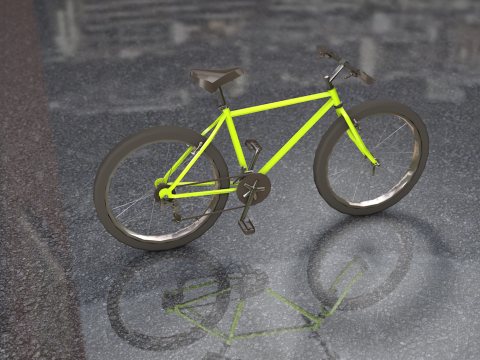 一般的な黄色のマウンテン バイク 3Dモデル