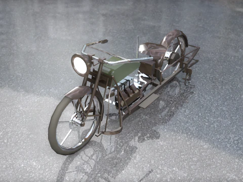 Antyczny zabytkowy motocykl Militaire 1065 cm3 4 cyl 1915 Model 3D