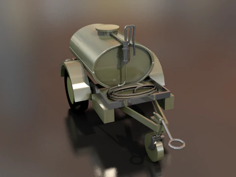 Military Trailer Water Tank 3D Model