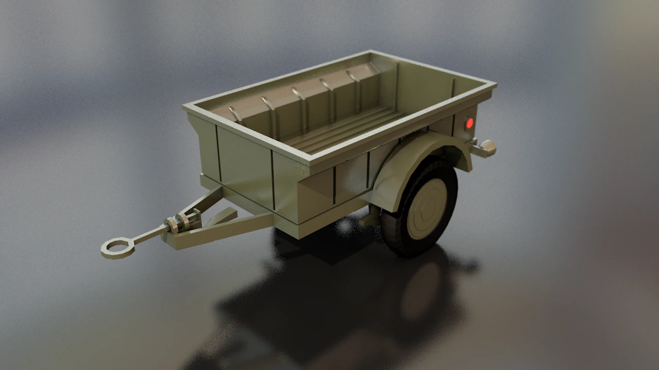 Military Cargo Trailer Cart 3D Model .c4d .max .obj .3ds .fbx .stl .blend 