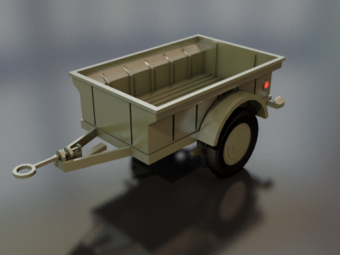 軍用貨物トレーラーカート 3Dモデル