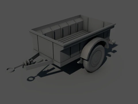 Military Cargo Trailer Cart 3D Model