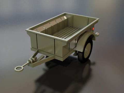 Military Cargo Trailer Cart 3D Model