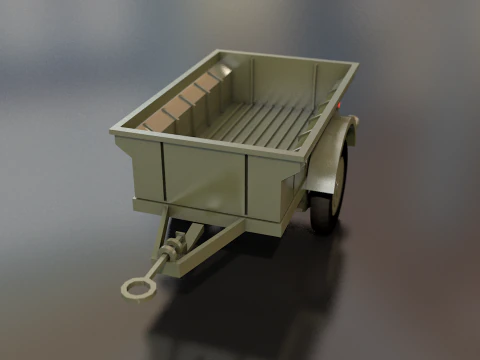 Military Cargo Trailer Cart 3D Model