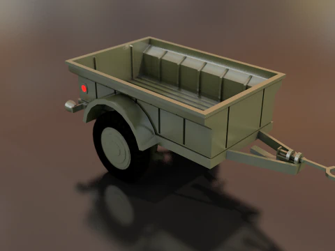 Military Cargo Trailer Cart 3D Model