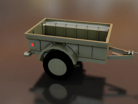 Military Cargo Trailer Cart 3D Model