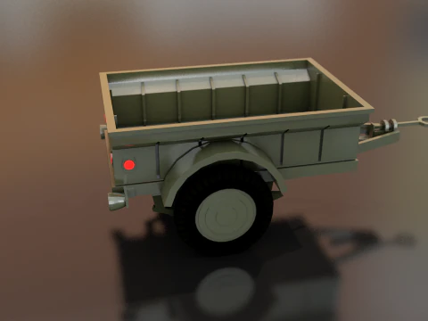 Military Cargo Trailer Cart 3D Model