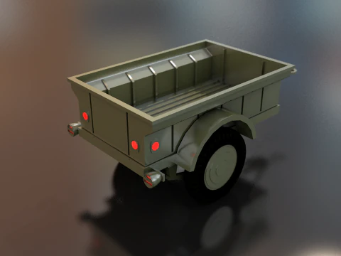 Military Cargo Trailer Cart 3D Model