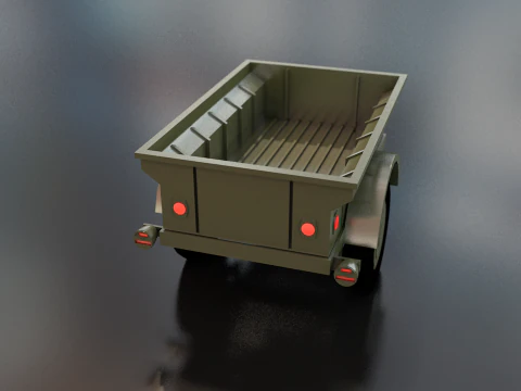 Military Cargo Trailer Cart 3D Model
