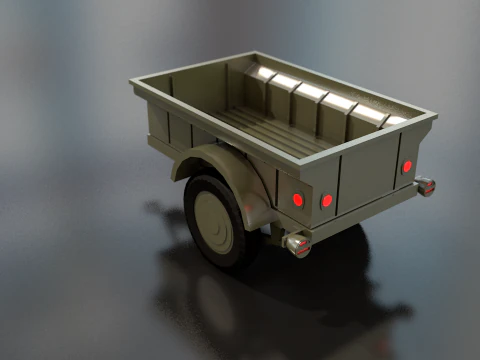 Military Cargo Trailer Cart 3D Model