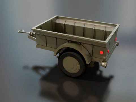 Military Cargo Trailer Cart 3D Model