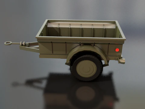 Military Cargo Trailer Cart 3D Model