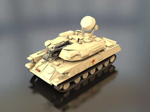 Shilka ZSU 23-4 Soviet Military Tank 3D Model