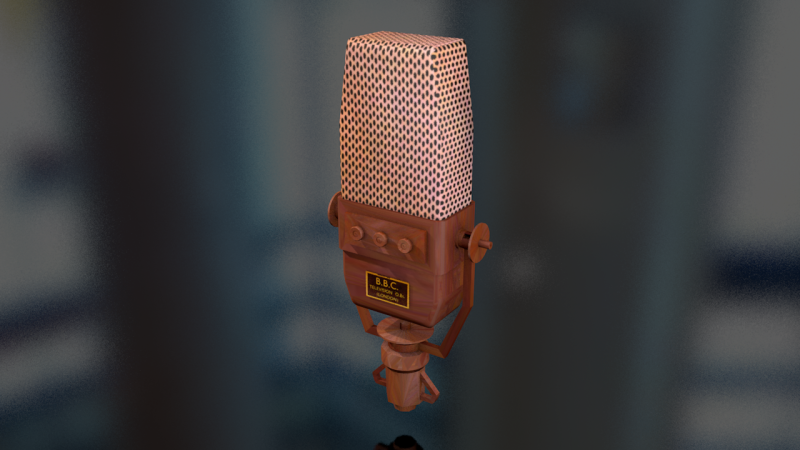 Vintage TV Microphone 3D Model .c4d .max .obj .3ds .fbx .stl .blend