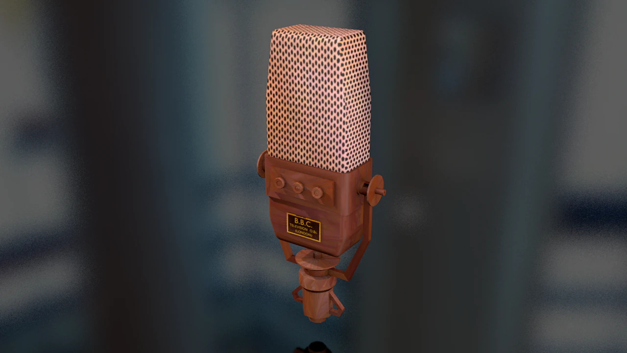 Vintage TV Microphone 3D Model .c4d .max .obj .3ds .fbx .stl .blend 