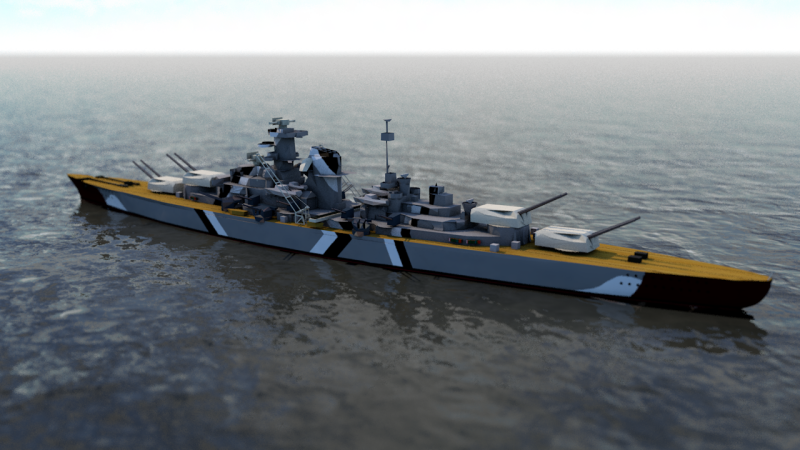 German Battleship Bismarck 3D Model .c4d .max .obj .3ds .fbx .stl .blend 