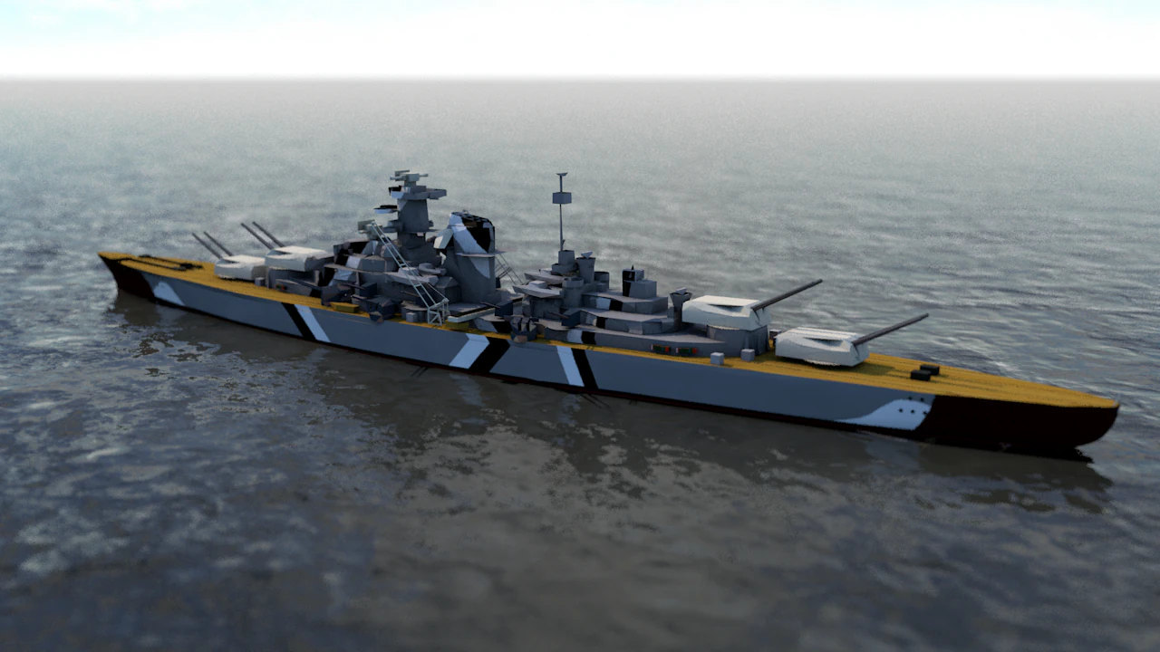 German Battleship Bismarck 3D Model .c4d .max .obj .3ds .fbx .stl .blend