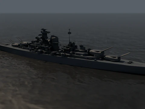 German Battleship Bismarck 3D Model