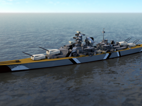 German Battleship Bismarck 3D Model