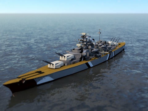 German Battleship Bismarck 3D Model