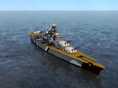 German Battleship Bismarck 3D Model