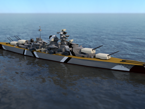 German Battleship Bismarck 3D Model
