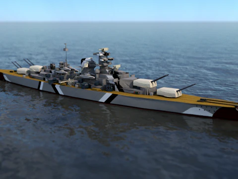 German Battleship Bismarck 3D Model