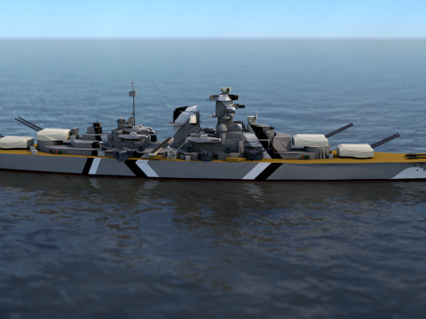 German Battleship Bismarck 3D Model
