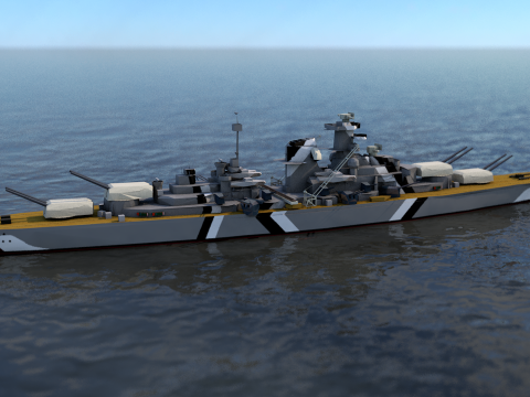 German Battleship Bismarck 3D Model