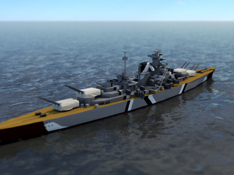 German Battleship Bismarck 3D Model
