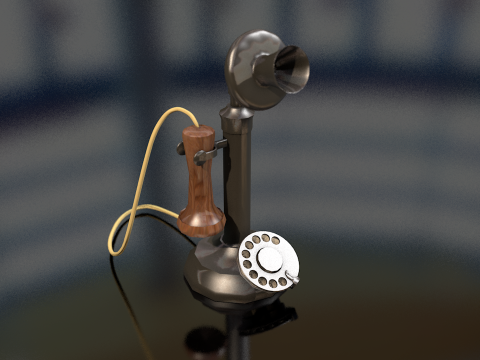 Zabytkowy stary telefon ze świecznikiem Model 3D